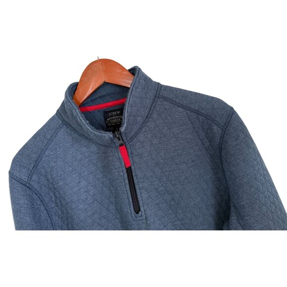 J.Crew Mens Blue Quilted Half-Zip Pullover Sweatshirt Size M Polyester/Viscose - Picture 3 of 7